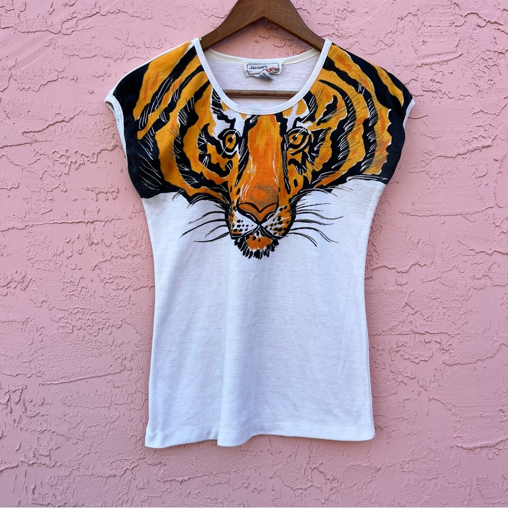 Vintage Jacques Moret Shirt Tiger Safari Size Medium Flaw